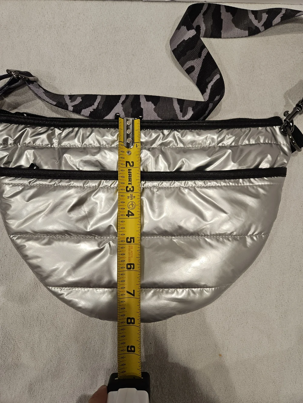 HAUTE SHORE Black Silver Quilted Pouch with Logo Lining Crossbody Shoulder Bag